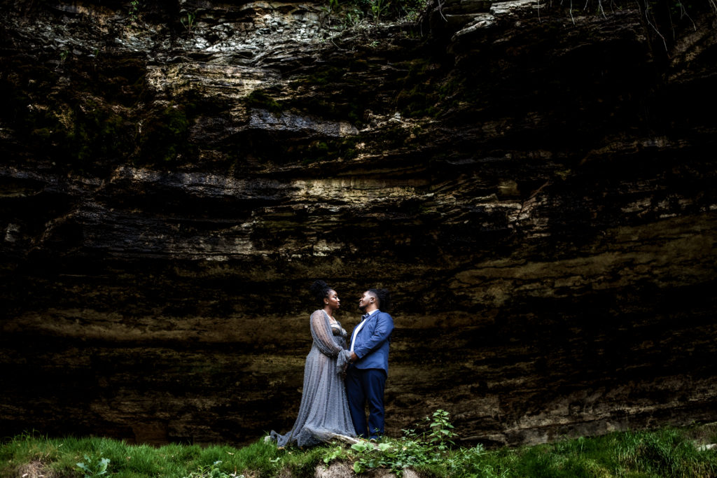Engaged Couple at Minnehaha Falls