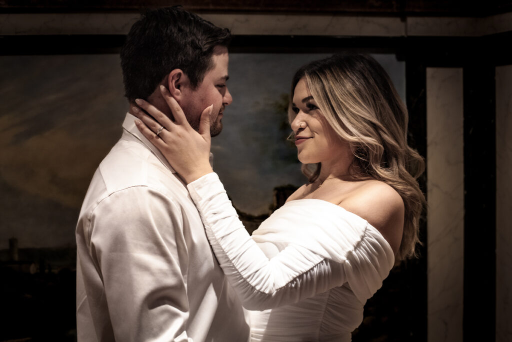 stunning engagement photo session of a young couple at Hamilton Pool Preserve and Hotel Vista