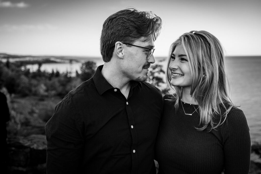 Couple celebrating their engagement at Palisade Head, North Shore