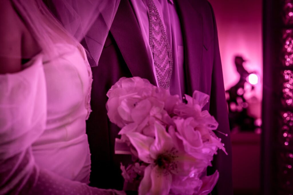 close-up of bridal bouquet from styled shoot at the garter Toss chapel