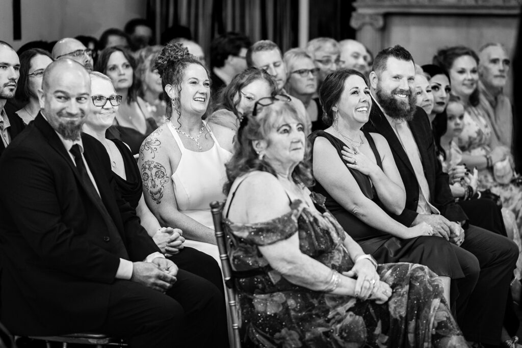 guests during ceremony at semple mansion wedding venue
