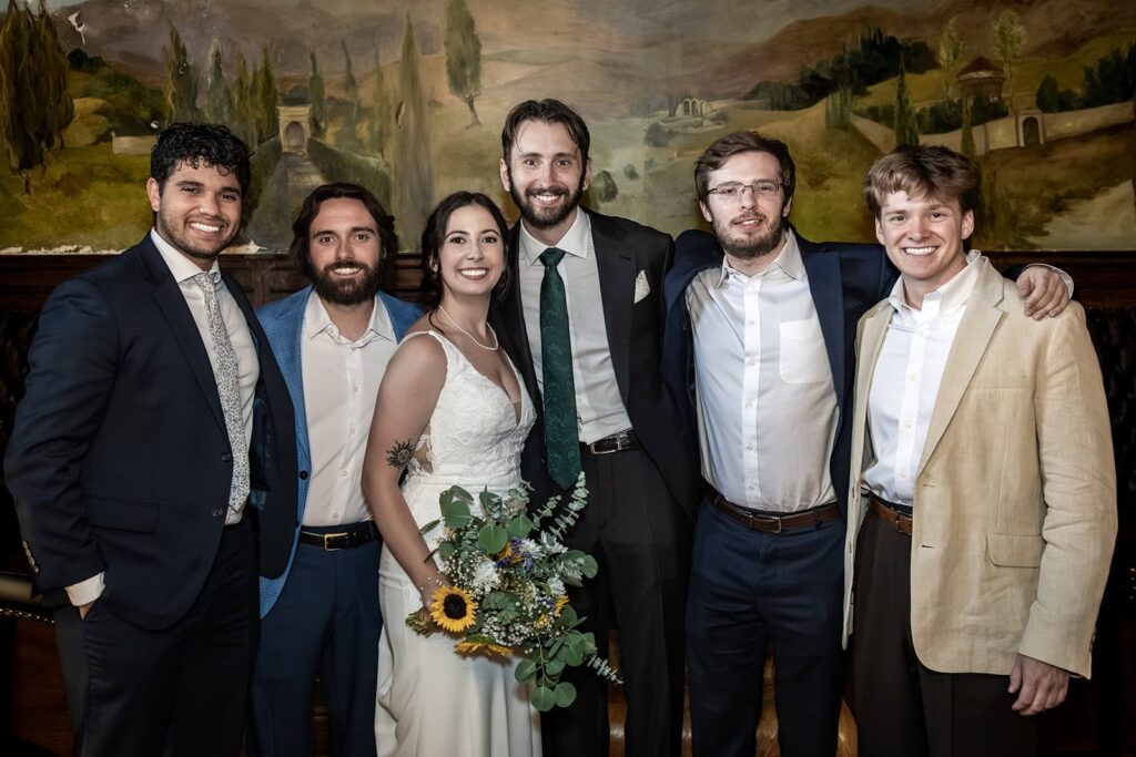 group photos during wedding reception in Minnesota