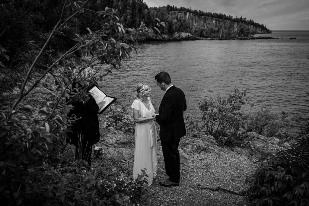 Minnesota elopement photographer capturing a couple during an intimate North Shore ceremony.