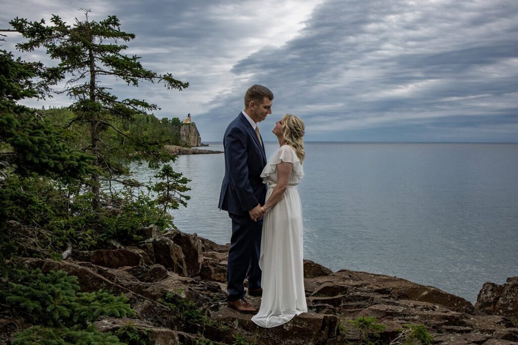 Intimate wedding photographer in Minnesota photographing a quiet lakeside moment.